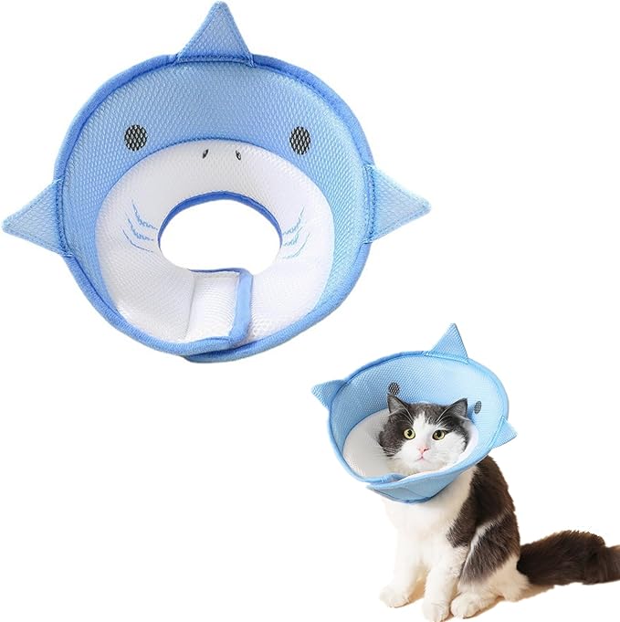 alfyng Elizabethan Dog Neck Collar Cute Shark Shape Dog Cone for Dogs Cats After Surgery Comfy Pet Recovery Collar & Cone for Small Dogs Or Cats (M)