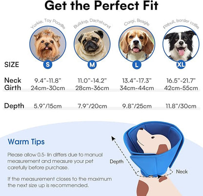 Queenmore Soft Dog Cones for Large Dogs,Comfy Dog Cone for Dogs to Stop Licking After Surgery,Adjustable Pet Cone Alternative for Wound Healing,Blue,X-Large