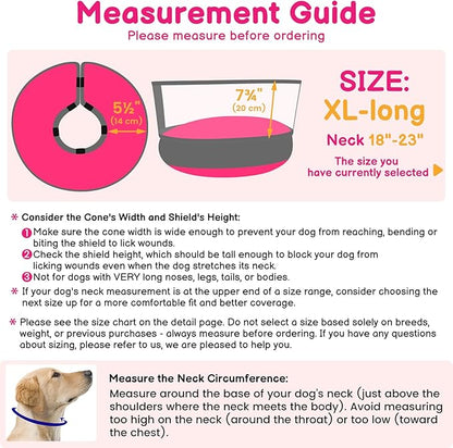 BARKLESS Dog Donut Collar, 2-in-1 Inflatable Dog Collars for After Surgery to Stop Licking Wounds, Patented Protective Donut Cone with High Shield for Large Pets (Hot Pink, XL-Long)