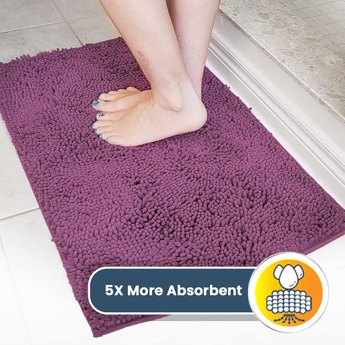 Muddy Mat® | Super Absorbent Door Mat Indoor, Microfiber Quick Dry Chenille Entryway Rug, Non-Slip Front Door Mat, Indoor Mats for Entryway, Machine Washable Pet Rug, Dark Purple 16"x24"