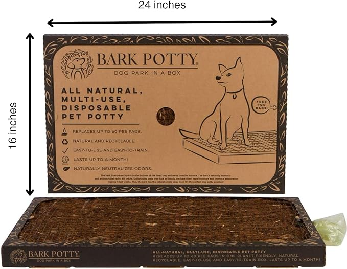 Bark Potty Standard Dog Potty Training Box - Disposable, Long-Lasting Pee Pad Litter Replacement - Leak Resistant, Multi-Use, Odor Neutralizing, Indoor/Outdoor Toilet Tray