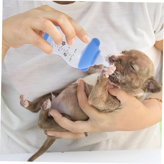 VANZACK 2PCS PET Nursing Bottle Set Silicone Nipple Feeding Bottles for Puppies and Kittens Portable Milk Feeder for Small Animals for Travel and Outdoor Use