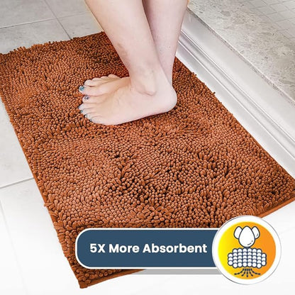 Muddy Mat® | Super Absorbent Door Mat Indoor, Microfiber Quick Dry Chenille Entryway Rug, Non-Slip Front Door Mat, Indoor Mats for Entryway, Machine Washable Pet Rug, Orange 24" x 96"