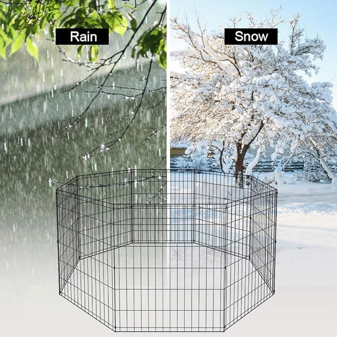 BestPet | Foldable Dog Playpen | 30 Inch, 8 Panels | Metal Pet Exercise Pen | Indoor Outdoor Portable Dog Fence with Door | Removable, Rust-Resistant Secure Pet Kennel | Easy to Assemble