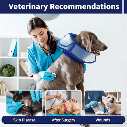 Allroaring Dog Cone Collar, Soft Dog Cones for Medium Dogs After Surgery, Adjustable Pet Cone for Dogs to Stop Licking, Breathable Doggie Elizabethan Collar for Wound Care Spay Neuter, Blue M