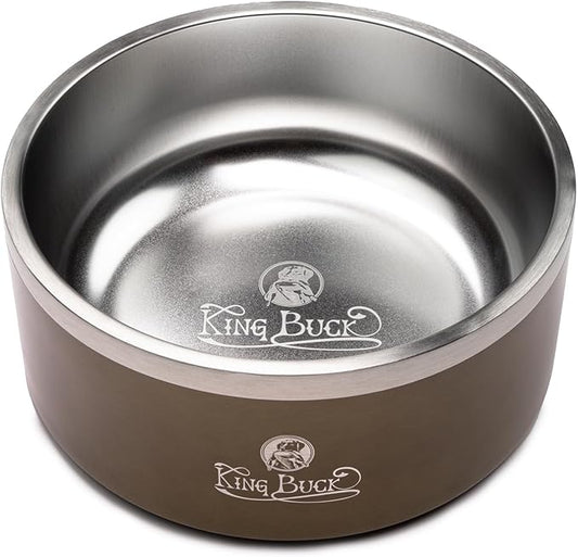King Buck Thermal Dog Bowl, Antique Bronze, 8 Cup Size