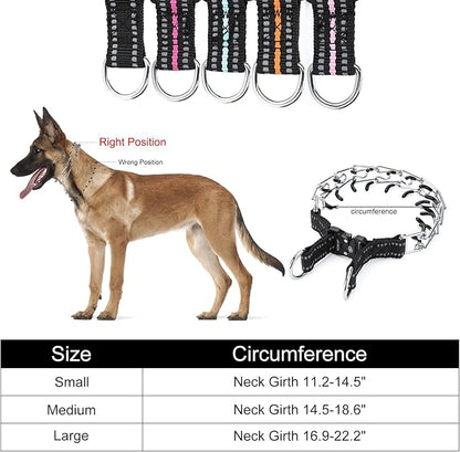 Prong Collar for Dogs Adjustable No Pull Dog Choke Pinch Training Collar with Comfortable Rubber Tip for Small Medium Large Dogs (Medium, Black)