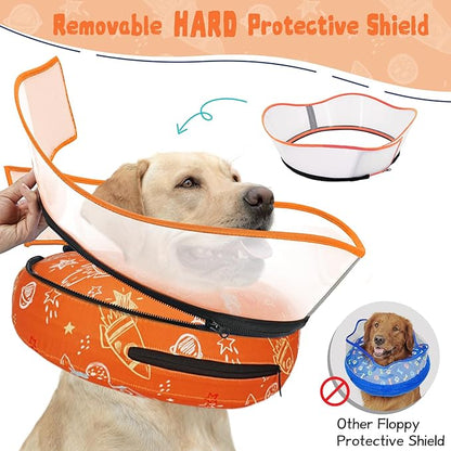 Elevated Inflatable Dog Cone Collar to Stop Licking, Dog Donut Collar After Surgery, Soft Dog Cone Alternative for Small Medium Large Dogs