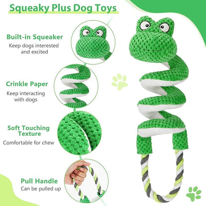 Letsmeet Interactive Squeaky Dog Toys with Pull Rope, Large Dog Tug of War Toy, Plush Puppy Chew Toys for Dental Health, Great for Small, Medium and Big Dogs
