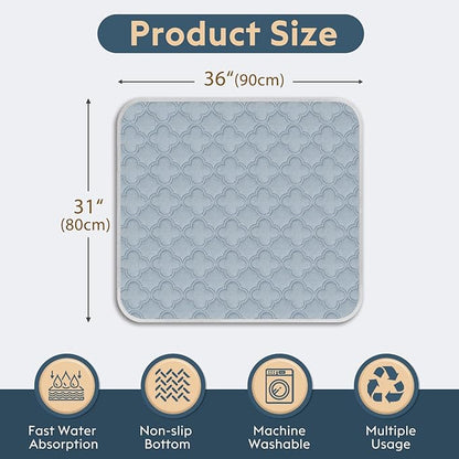 FunFurry Washable Pee Pads for Dogs - 2 Pack Reusable, Waterproof Puppy Pads, Super Absorbent with Dog Paw Shape Non-Slip Backing (Light Grey, 31" X 36" - 2 Pack)