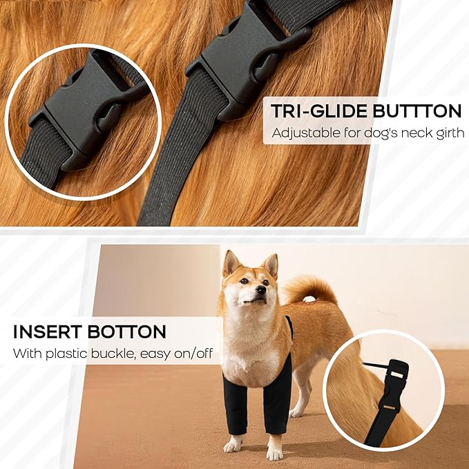ROZKITCH Dog Surgery Leg Sleeve for Front Legs, Pet Prevent Licking Wound Elbow Knee Protector, Dog Leg Sleeve to Stop Licking Cone Collar Alternative for Sprain ACL CCL Arthritis Black XL