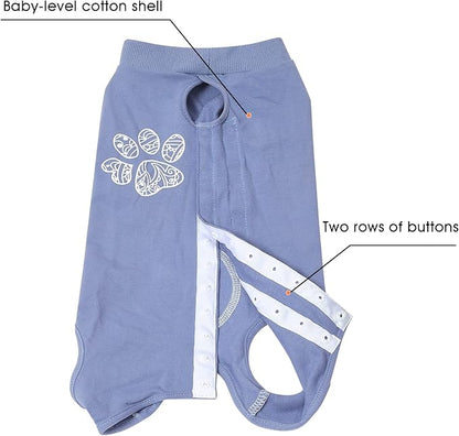 Jiupety Dog Recovery Suit Adjustable, Not Fit Slim and Long Body, Dogs Suit for Surgery Recovery, 2XL Size, Anti-Licking Surgical Dog Onesies, Blue & Paw