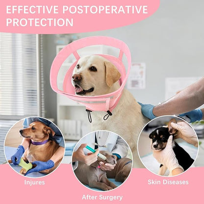 ASENKU Dog Cone Collar, Soft Adjustable Cone for Dogs to Stop Licking, Lightweight Recovery Dog Cone After Surgery, Pet E-Collar for Small, Medium & Large Dogs (Pink, L)