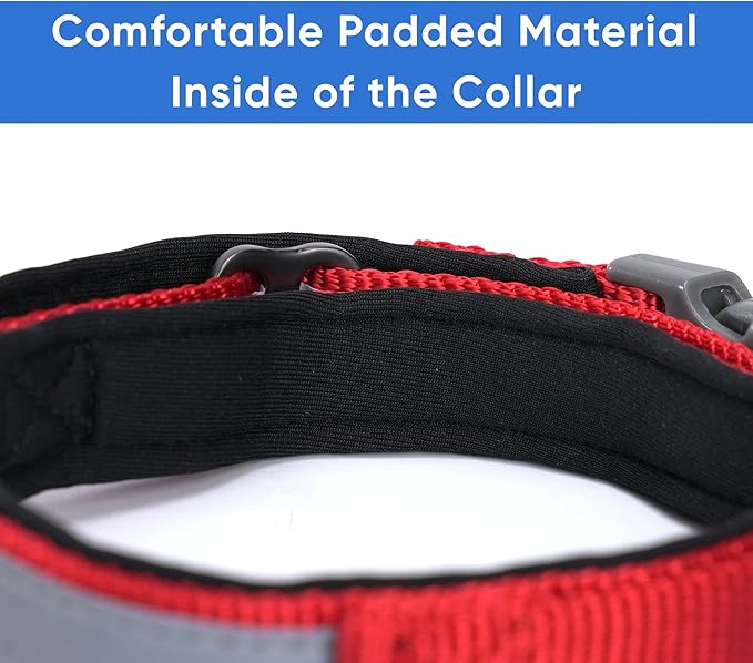 Pawtitas Lumberjack Padded Martingale Collar for Dogs | Soft Neoprene Dog Collar for Your pet's Comfort Made with Reflective Band for Maximum Visibility | Fits Small and Large Pets - Large Red