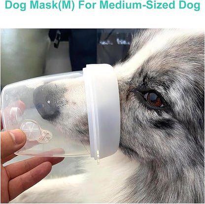 Dog Nebulizer Lying Cup and Inhaler Mask,White Pet Oxygen Mask, Suitable for Medium-Sized Dogs (Nebulizer Unit Not Included) M