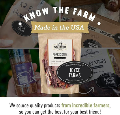 Farm Hounds - Pork Kidney - Premium Natural Jerky for Dogs - Made from 100% Humanely Raised Pork- Organ Treats - Great for Training & Treats - No Added Fillers - Made in USA - 4oz -1 Pack