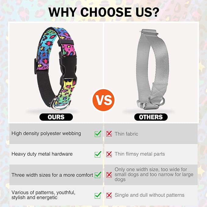 Dog Collar and Leash Set for Small Dogs, Adjustable Soft Puppy Collar with Quick Release Buckle, 5FT Heavy Duty Nylon Matching Leash for Boy Girl Chihuahua, Yorki, Bulldog, Leopard XS