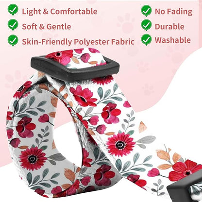 Kazazoo Dog Collar Cute and Soft Nylon Puppy Collar for Boy and Girl, Adjustable Dog Collars for Small Medium Dogs, Red Flowers-S