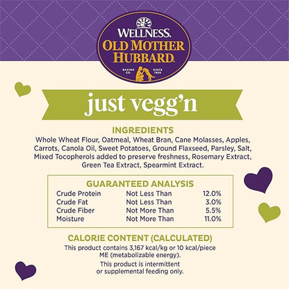 Old Mother Hubbard Wellness Just Vegg'n Dog Biscuits, Natural, Training Treats, Sweat Potato, Oats, Apples & Carrots Flavor, Mini Size, (20 Ounce Bag) (Pack of 2)