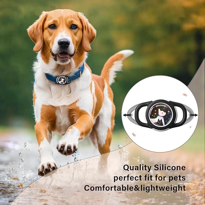 Waterproof Airtag Dog Collar Holder, Silicone & ABS Airtag Holder for Dog & Cat Collars, Ultra-Durable, Lightweight and Protective Airtag Case (Black&Black-1, Small)
