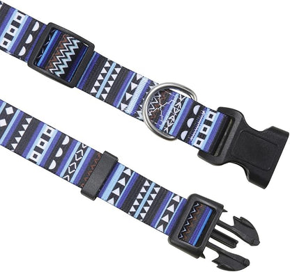 Mihqy Dog Collar with Bohemia Floral Tribal Geometric Patterns - Soft Ethnic Style Collar Adjustable for Small Medium Large Dogs (Bohemian Blue,XS)