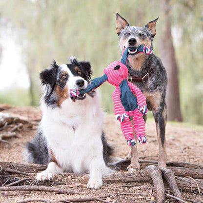 KONG Floppy Knots - Durable No‑Stuffing Squeaky Rope & Plush Dog Toy - for Teething, Playing (Bunny, Small/Medium)