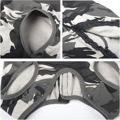 Dog Recovery Suit Abdominal Wound Puppy Surgical Clothes Post-Operative Vest Pet After Surgery Wear Substitute E-Collar & Cone(XXL, Camouflage)