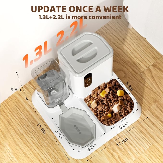 Automatic Feeder and Waterer 2-in-1 Set for Pets,Gravity Dispenser Set with Large Capacity for 1 Weeks, Perfect for Working Traveling Parents