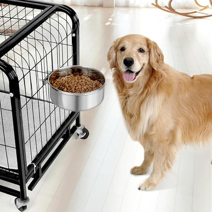 Dog Bowl Stainless Steel Dog Bowls Pet Hanging Food Water Bowl Cage Feeding Cup Feeder for Dogs Cats Rabbits Birds Small Animal (X-Large (2pcs)