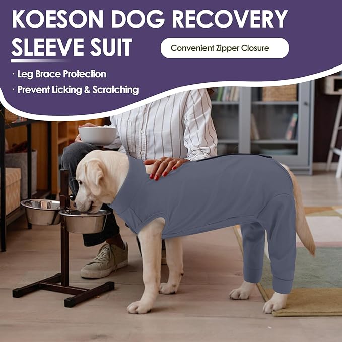 KOESON Dog Recovery Suit for Hind Leg, Soft Recovery Sleeve for Female Male Dogs, Pet Rear Leg Wound Cover to Stop Licking, Dog Surgery Shirt for Rear Legs