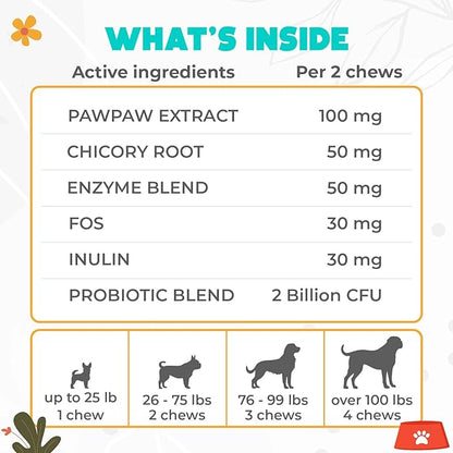 Probiotics for Dogs Chews 150 pcs - Probiotic Chews for Dogs with Enzymes & Natural Ingredients - Digestive & Gut Health Support - US Formula - Chicken Flavored