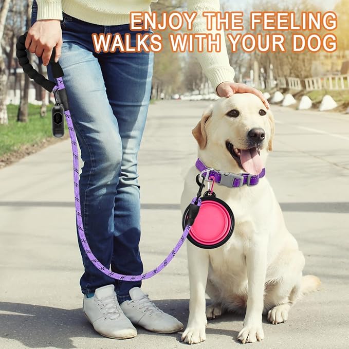 BARKBAY Dog Leashes for Large Dogs Heavy Duty Dog Leash 4/5/6 FT with Comfortable Padded Handle and Highly Reflective Threads for Medium Large Dogs Walking Training Running (4FT-1/2,Violet Purple)