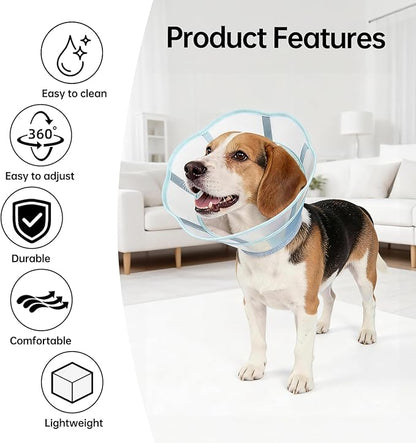 Touchdog Soft Dog Cone Collar,Waterproof & Foldable Elizabethan Collar for Dogs After Surgery, No Lick Recovery E-Collar, Comfortable Protective Cone Alternative for Small Medium Large Dogs (Blue, XL)