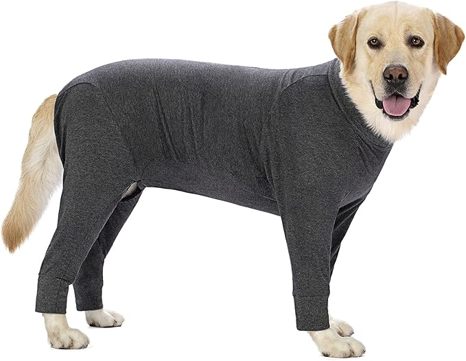 Grey Dog Surgery Recovery Suit Female Male for Dogs After Surgery Medium Large Dogs Onesie,Lightweight Dog Recovery Suit for Shedding Prevent Licking Surgical Wound,Dog Pajamas Pjs Clothes, Full Belly