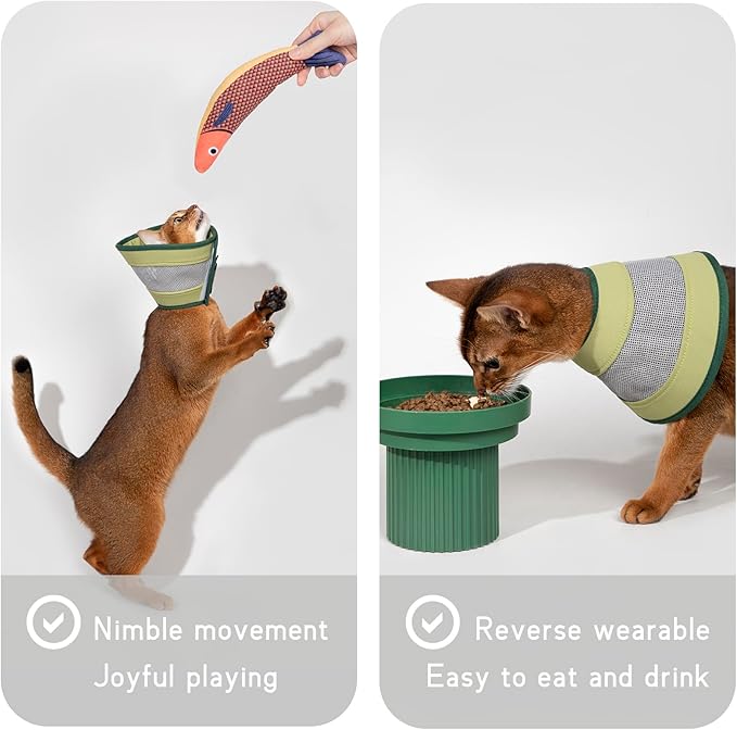 Breathable Soft Dog Recovery Cone Collar After Surgery, Adjustable Lightweight Elizabethan Collar with Air Mesh for Cats, Protective Collar to Stop Licking for Puppy, Green, M