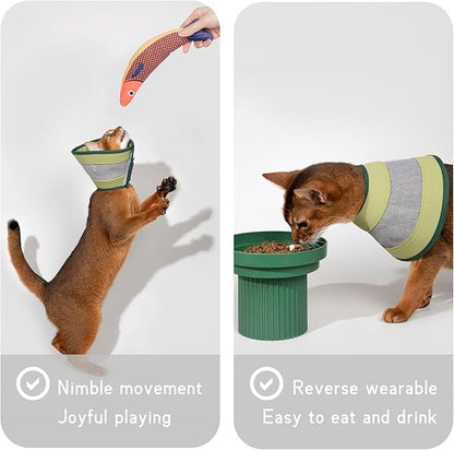 Breathable Soft Dog Recovery Cone Collar After Surgery, Adjustable Lightweight Elizabethan Collar with Air Mesh for Cats, Protective Collar to Stop Licking for Puppy, Green, M
