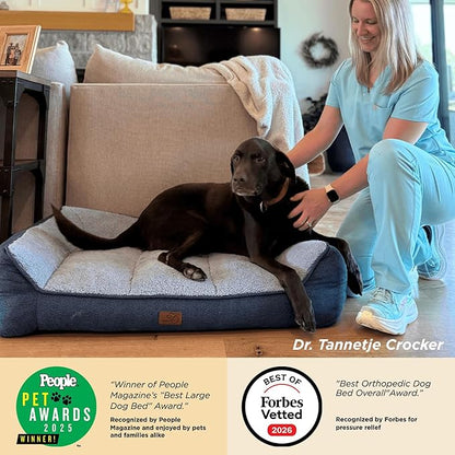 Bedsure SupportMax™ XL Pro Orthopedic Dog Beds Large Sized Dog - As Seen on TV Extra Thick Supportive Dogs Couch with Waterproof Washable Cover, Extra Large Comfort Pet Sofa with Soft Sherpa, Black