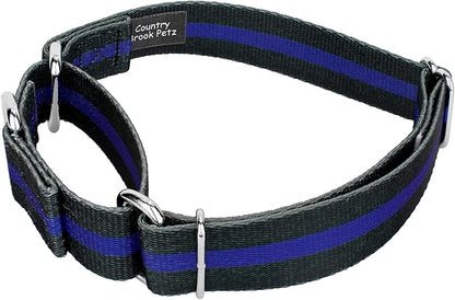 Country Brook Petz - Thin Blue Line Martingale Dog Collar and Leash - Camouflage Collection Featuring Rugged Designs (1 Inch, Large)