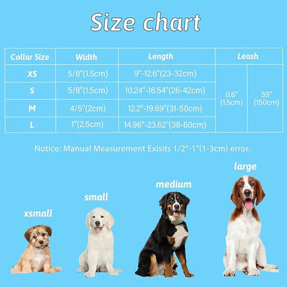 Dog Collar and Leash Set Girls Adjustable Puppy Collars with Floral Bow Tie for Small Medium Large Female Dogs, Teal Flower, S