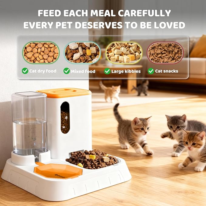 Automatic Feeder and Waterer 2-in-1 Set for Pets,Gravity Dispenser Set with Large Capacity for 1 Weeks, Perfect for Working Traveling Parents