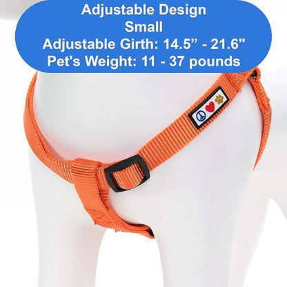 Pawtitas Solid Step-in Dog Harness – Adjustable No-Pull Vest for Puppies to Seniors, Safe & Comfortable S Orange