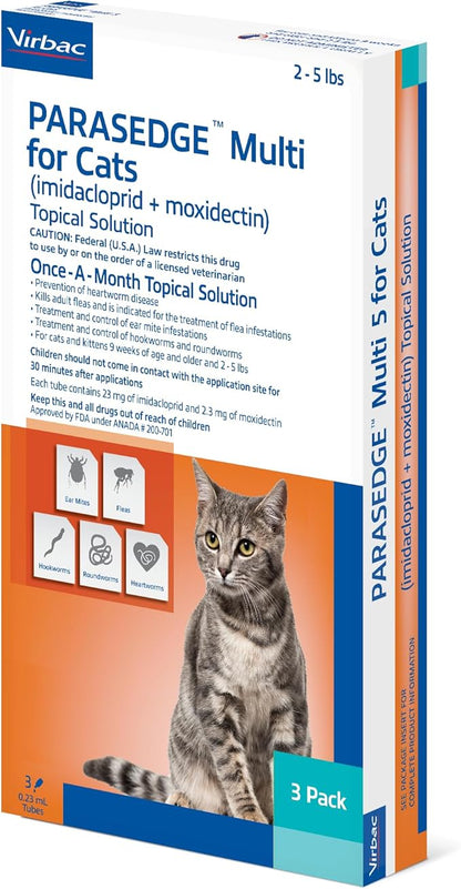 PARASEDGE™ Multi 5 for Cats (imidacloprid + moxidectin) Topical Solution 2-5 lbs, 3 Pack