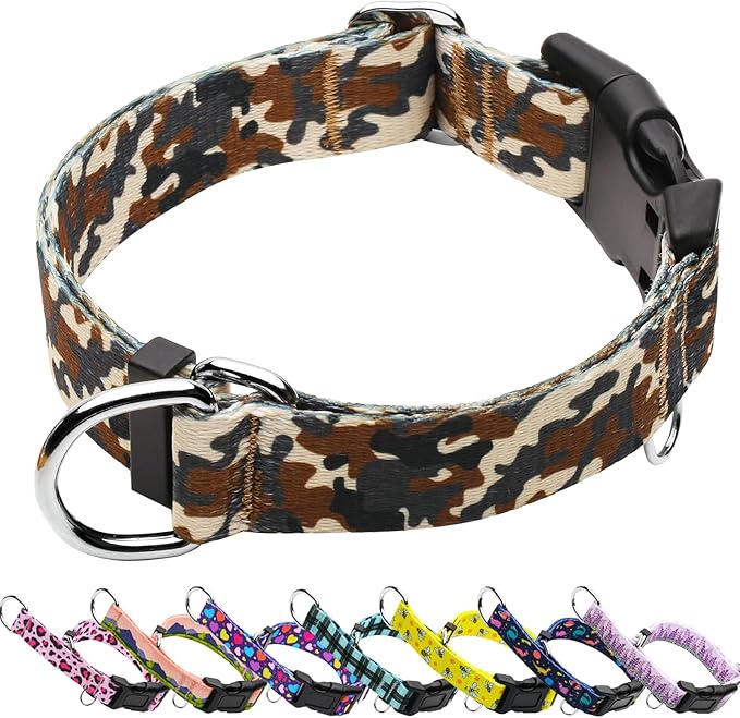 Martingale Collar for Dogs with Buckle No Pull Adjustable Nylon Limited Slip Training Dog Collars (Camouflage, Small)