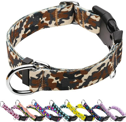 Martingale Collar for Dogs with Buckle No Pull Adjustable Nylon Limited Slip Training Dog Collars (Camouflage, Large)