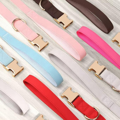 PET ARTIST Soft PU Leather Dog Collar and Leash Set, Bright & Stylish 5FT PU Leather Leash and Collar Set, Durable Pet Collars with Quick Release Metal Buckle for Small Dogs,Hot Pink,S(9"-14")