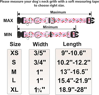 Martingale Dog Collars for Large Dogs with Buckle No Pull Cute Girl Pink Pet Collar (Cherry, Large)