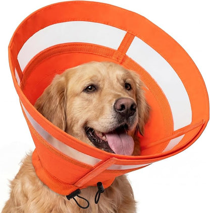 ASENKU Dog Cone Collar, Protective Recovery Dog Collar After Surgery, Comfy Adjustable Cone for Dogs to Stop Licking, Pet E-Collar for Small, Medium & Large Dogs(Orange, L)