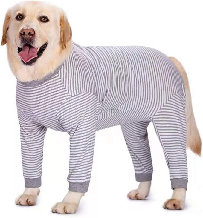 Yeapeeto Dog Onesie Surgery Recovery Suit for Large Medium Bodysuit Dogs Pajamas PJS Full Body for Shedding, Prevent Licking, Wound Protection, Cone Alternative (3XL, Grey)