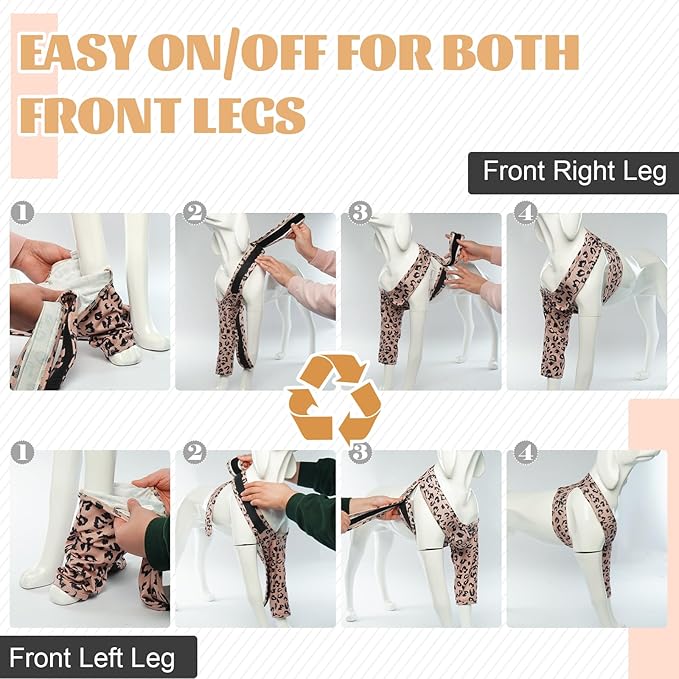ROZKITCH Leg Sleeve for Dogs to Prevent Licking Front Right Left Leg, Pet Prevent Licking Wound Elbow Knee Protector, Dog Recovery Suit for Sprain ACL CCL Arthritis Joint Care Brown L