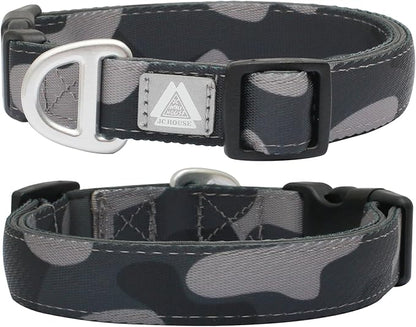 Soft Padded Dog Collar, Neck 9’’-14’’, Adjustable Heavy Duty Collar with 3M Reflective Logo for Small Dogs, Camo Dark Gray, S